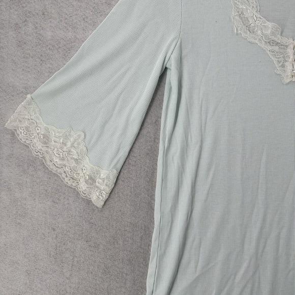 SOFTIES Paddi Murphy Night Gown Womens SMALL Ribbed Lace Trim Light Green - Picture 4 of 10